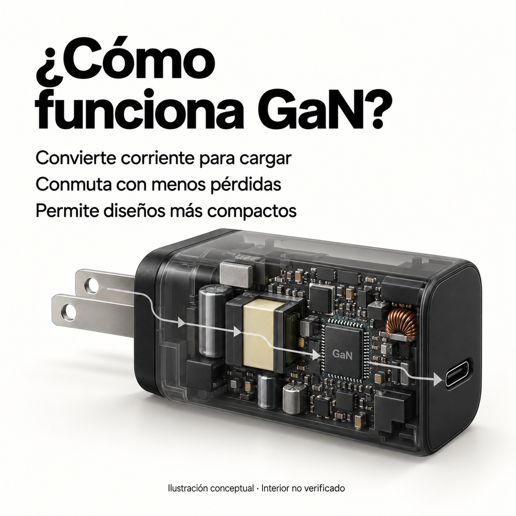 Cargador 1HORA GAR165 — 30W GaN Tipo C | PD con cable USB-C a USB-C de 1m incluido
